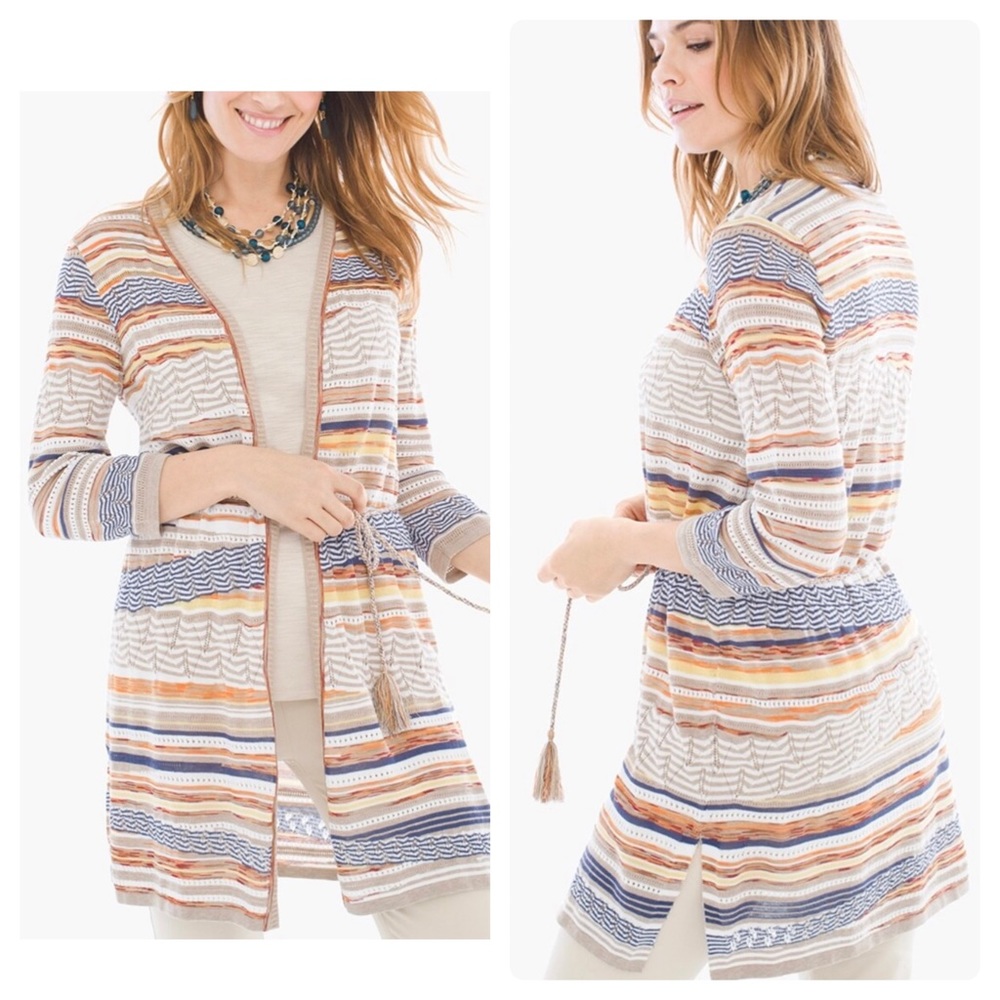 Chicos Striped Cardigan